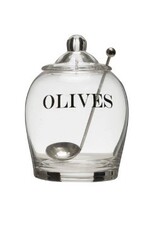 Creative Co-Op "Olives" Glass Jar with Slotted Spoon