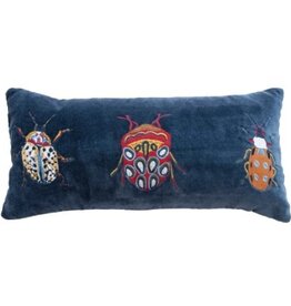 Creative Co-Op Pillow - Lumbar: Embroidered Beetles