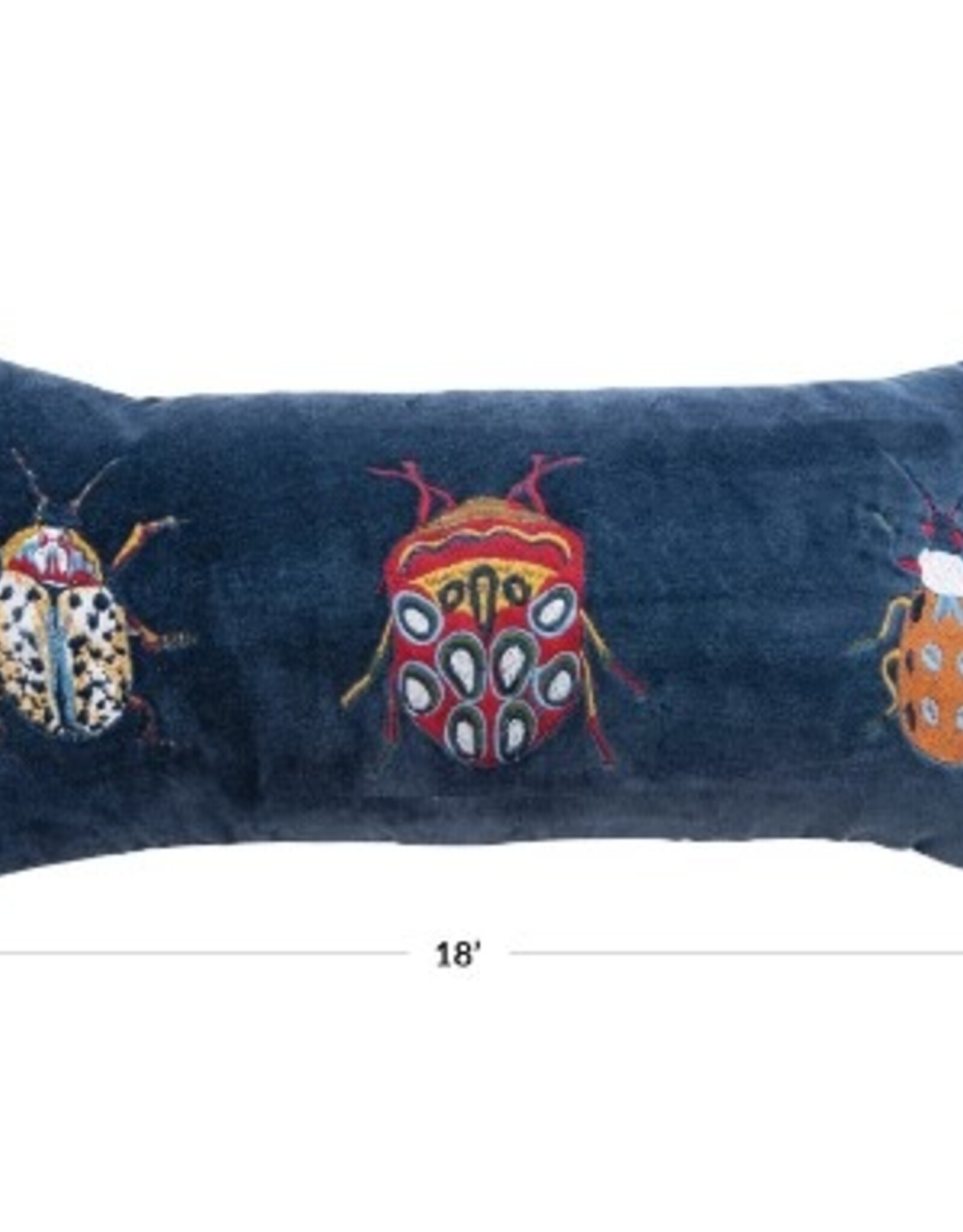 Creative Co-Op Pillow - Lumbar: Embroidered Beetles