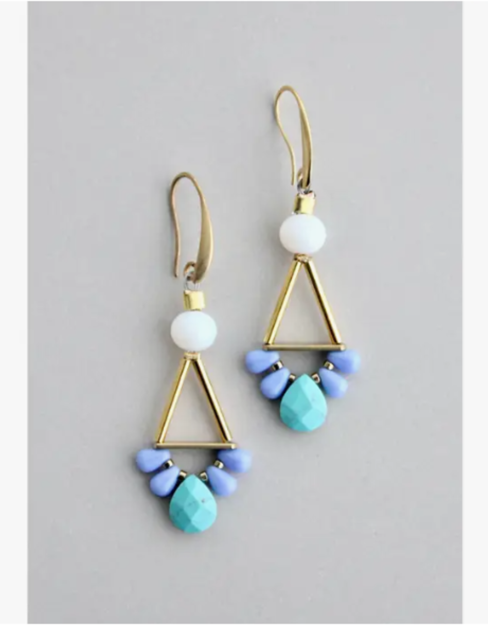 David Aubrey Earrings - Dangle: Turquoise, Lavender, & White