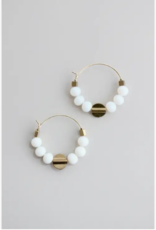 David Aubrey Earrings - Hoop: White Opal