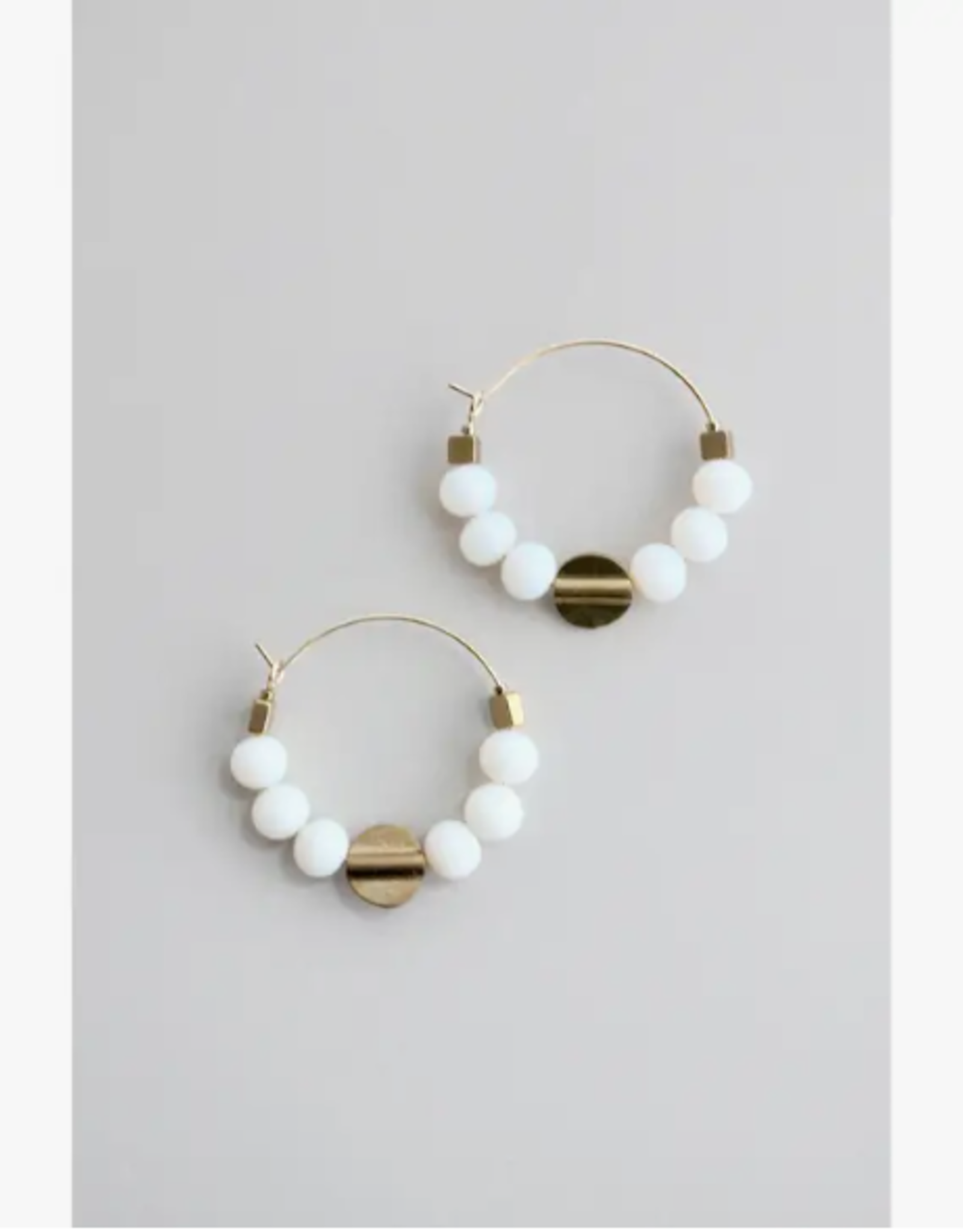 David Aubrey Earrings - Hoop: White Opal