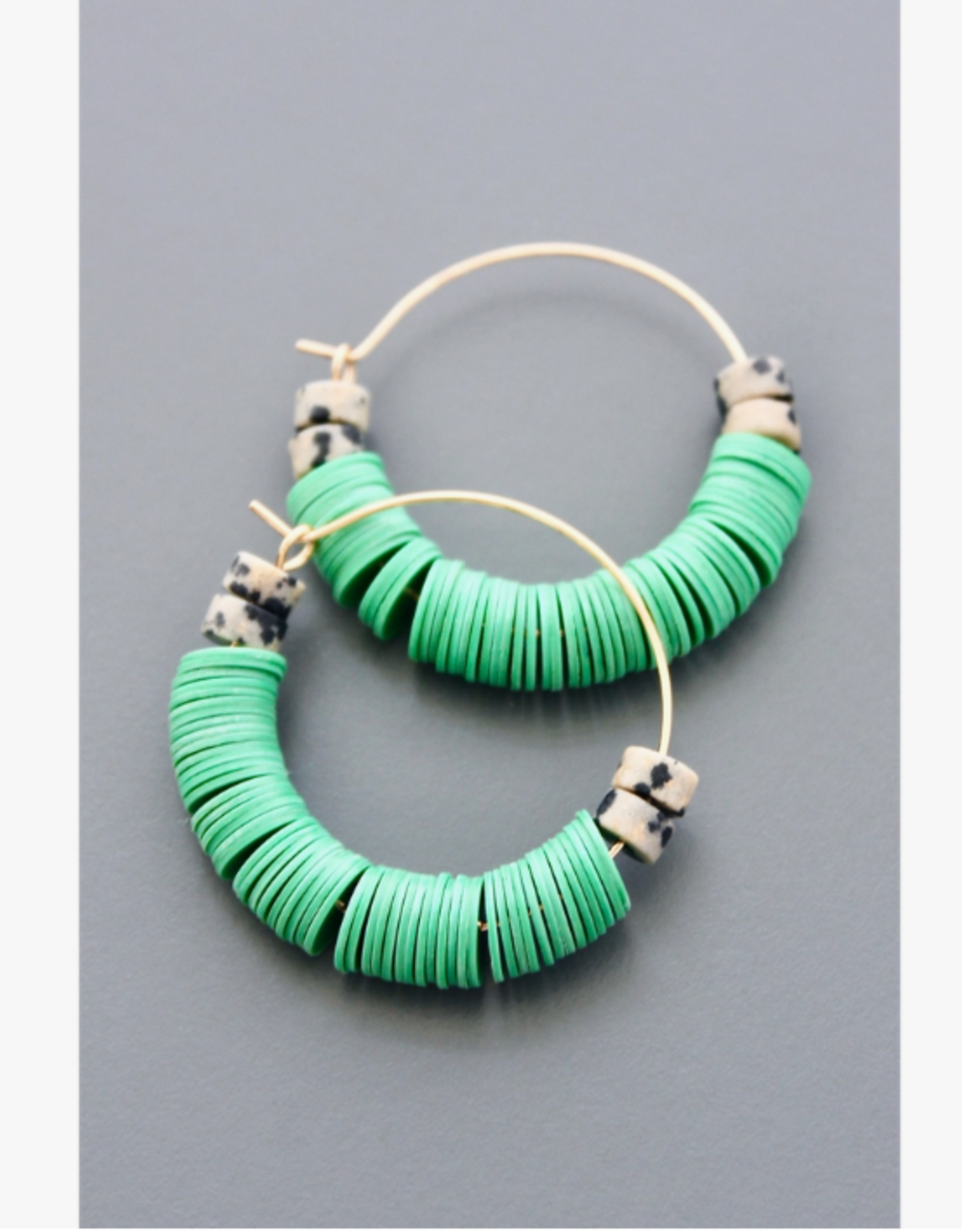 David Aubrey Earrings - Hoop: Mint Green & Dalmatian