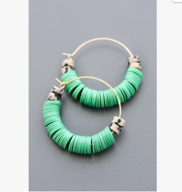 David Aubrey Earrings - Hoop: Mint Green & Dalmatian