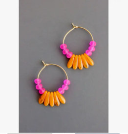 David Aubrey Earrings - Hoop: Pink and Orange Glass