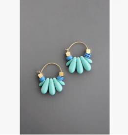 David Aubrey Earrings - Small Hoop: Turquoise Glass & Vulcanite