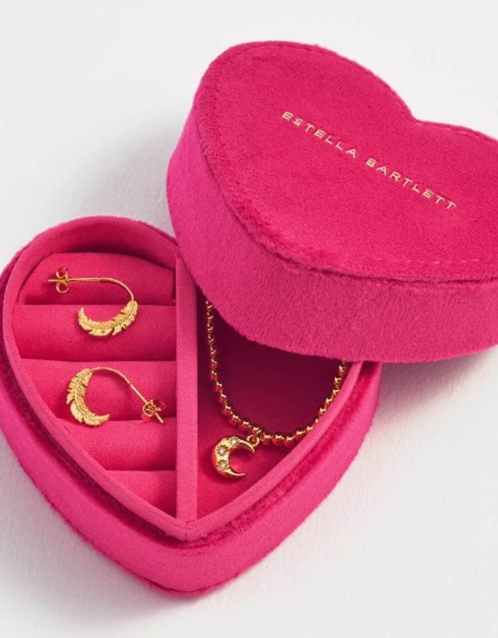 Estella Bartlett Mini Heart Jewelry Box - Hot Pink Velvet