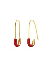 Kris Nations Earrings - Hoop: Kris Enamel Saftey Pin - Red