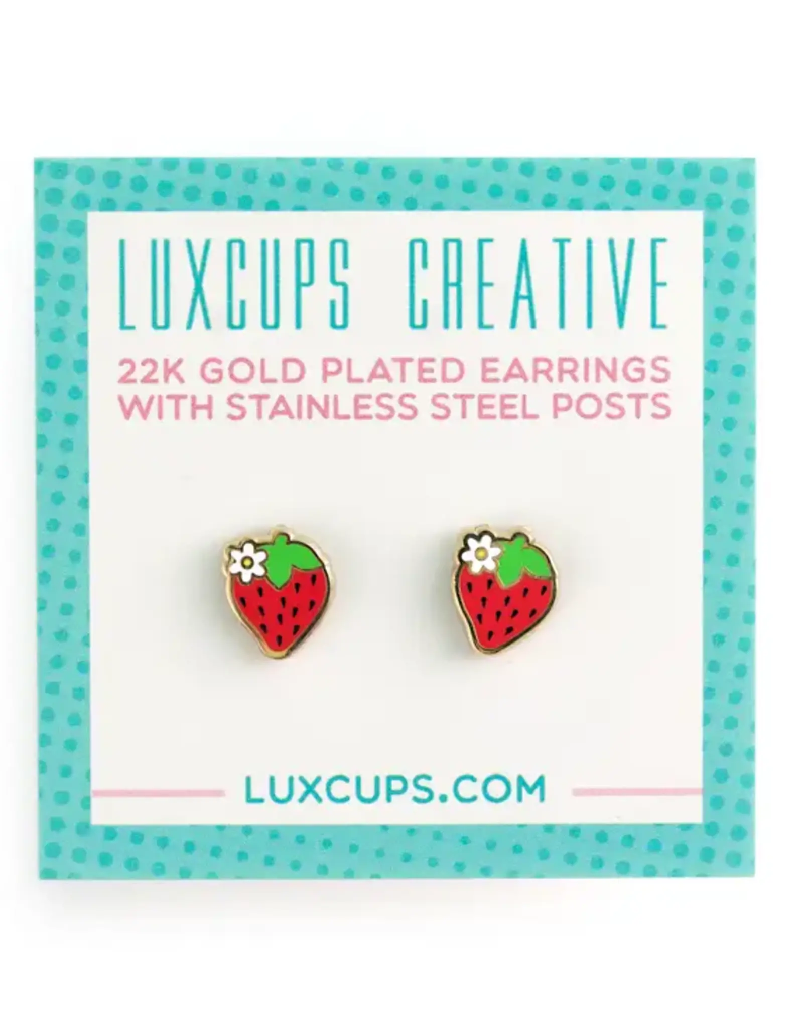 Lux Cups Creative Earrings - Stud: Lux Strawberry Fields