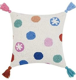 Peking Handicraft Pillow - Holiday: Multicolor Dots w/ Tassels