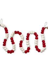 Tag Garland - Wool Ball and Jute Tassel: Red and White