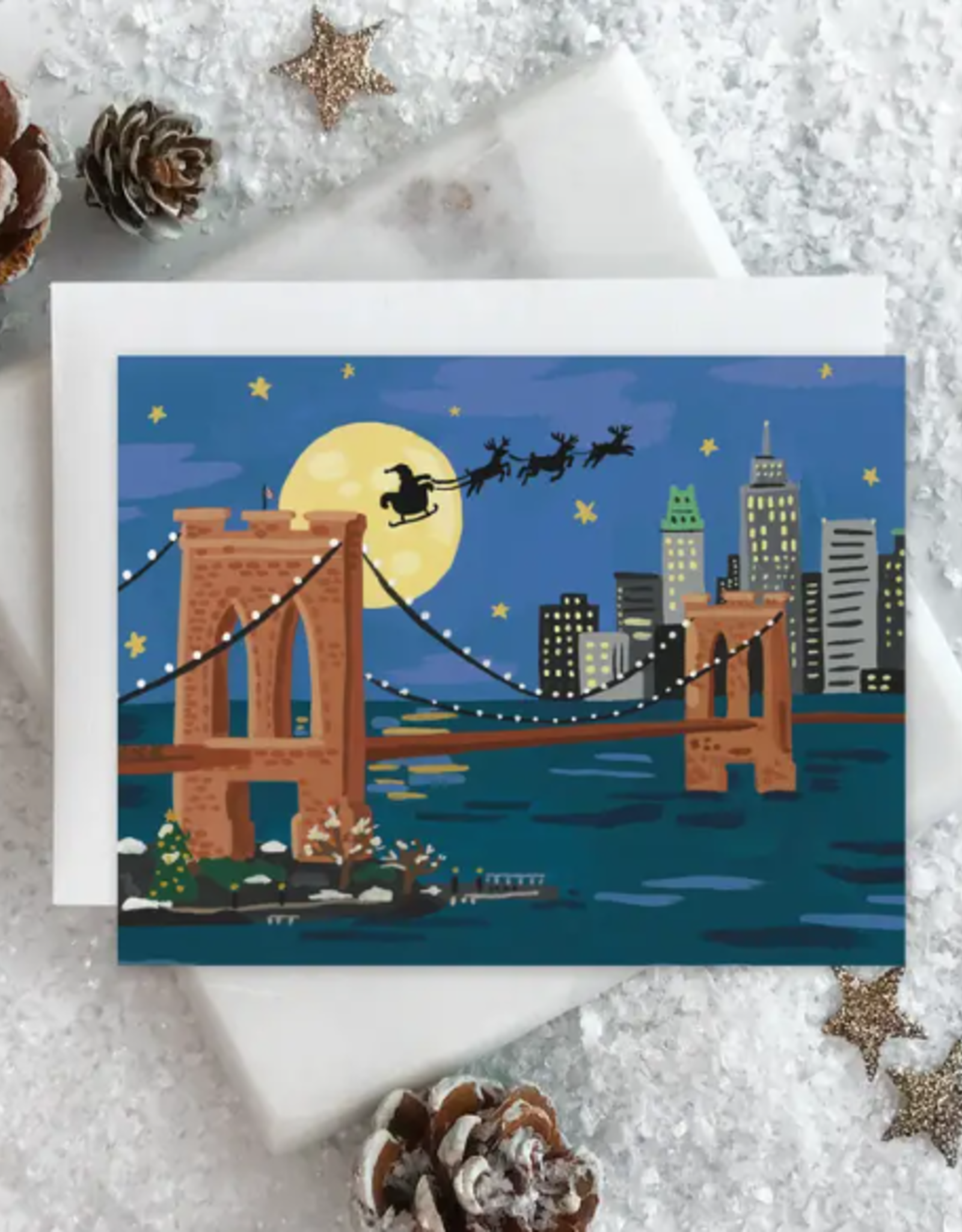 Idlewild Co. Boxed Cards - Holiday: NYC Brooklyn Bridge Santa