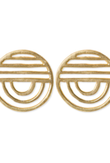 Ink + Alloy Earrings - Brass: Coco/Post, Lines Rounded