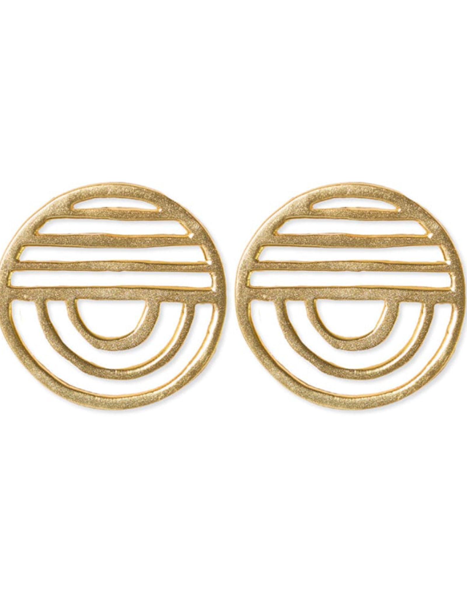 Ink + Alloy Earrings - Brass: Coco/Post, Lines Rounded