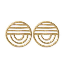 Ink + Alloy Earrings - Brass: Coco/Post, Lines Rounded