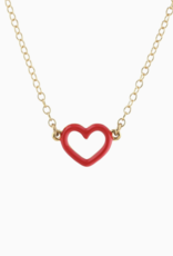 Kris Nations Necklace - Heart Outline Enamel: Red