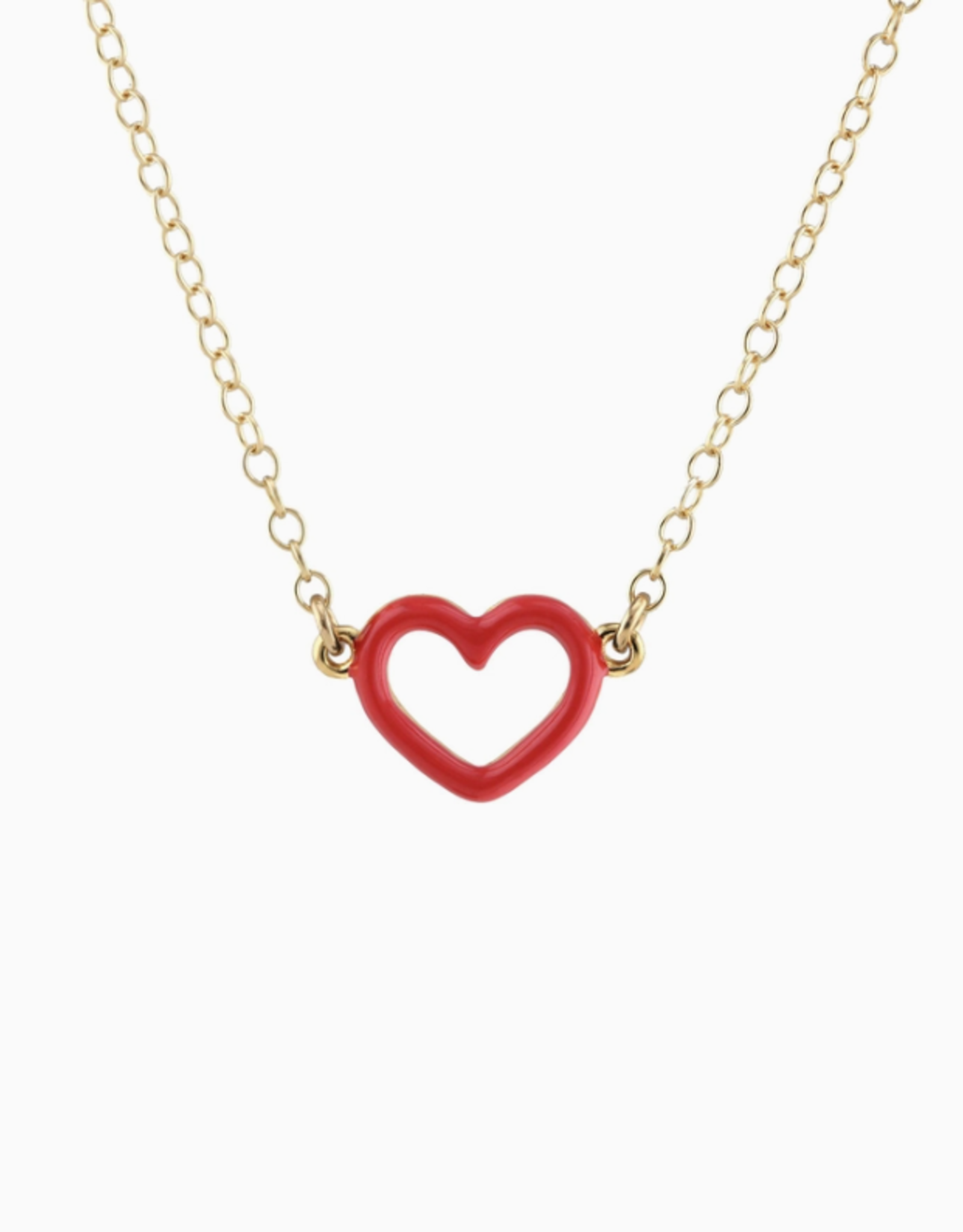 Kris Nations Necklace - Heart Outline Enamel: Red