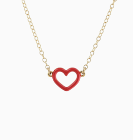 Kris Nations Necklace - Heart Outline Enamel: Red