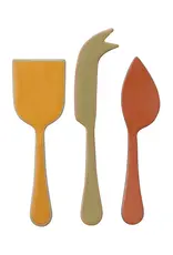 Creative Co-Op Cheese Knives - Colorful Enameled: Set of 3