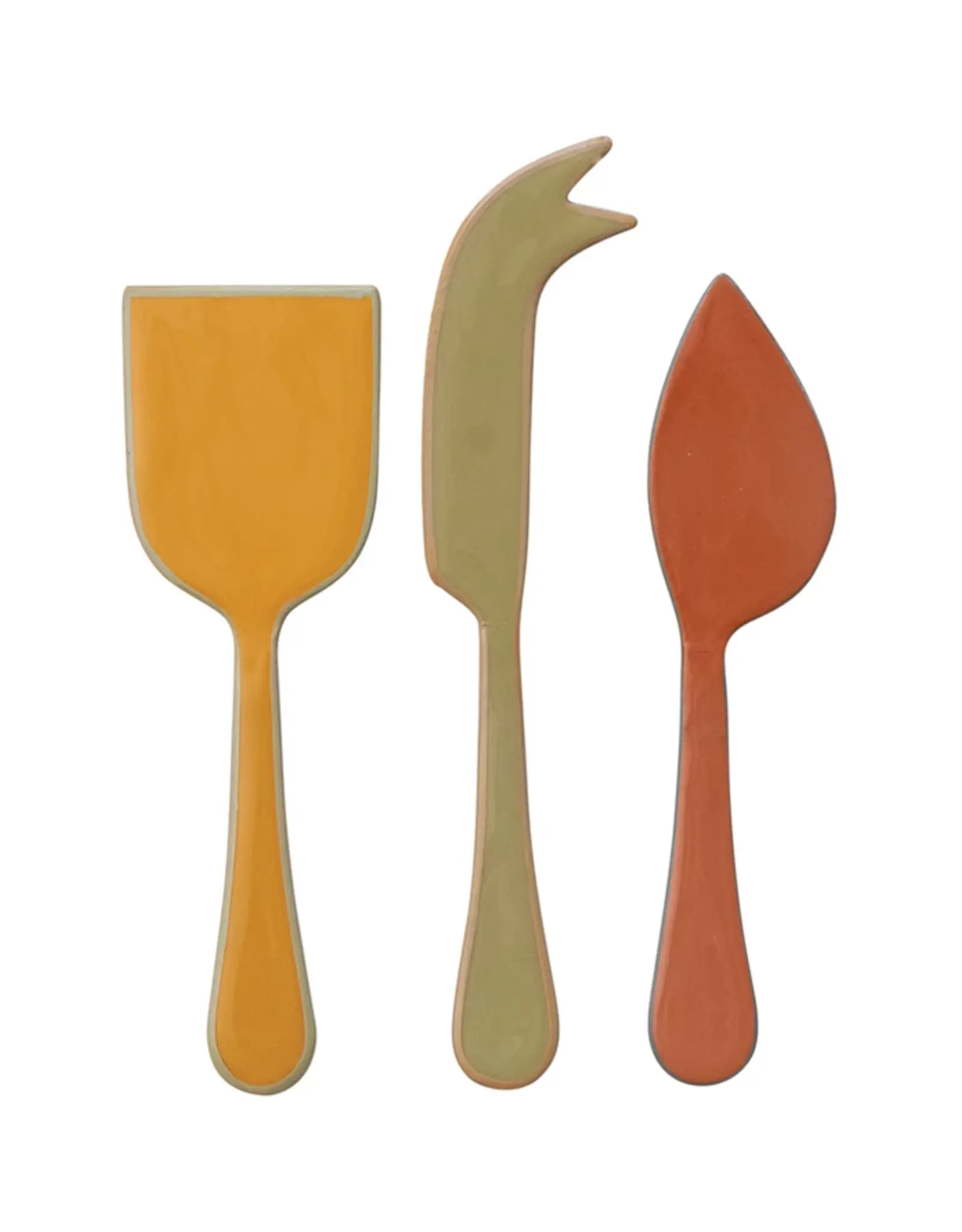 Creative Co-Op Cheese Knives - Colorful Enameled: Set of 3