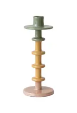 Creative Co-Op Candle Holder - Tall Enameled: Green Yellow
