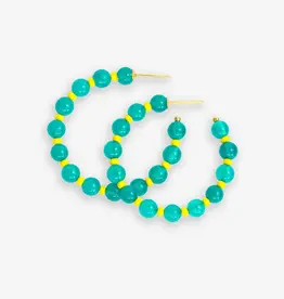 Ink + Alloy Earrings - Angela Turquoise and Yellow Beaded Hoops