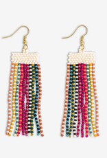 Ink + Alloy Earrings - Dangle: Two-tone Alternating Multicolor Fringe Stripes
