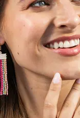 Ink + Alloy Earrings - Dangle: Two-tone Alternating Multicolor Fringe Stripes