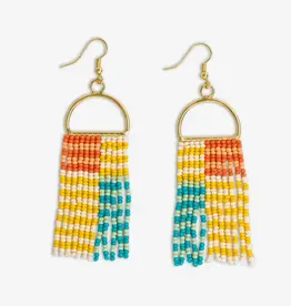 Ink + Alloy Earrings - Dangle: Gridded Stripes, Amalfi Orange/Yellow/Blue