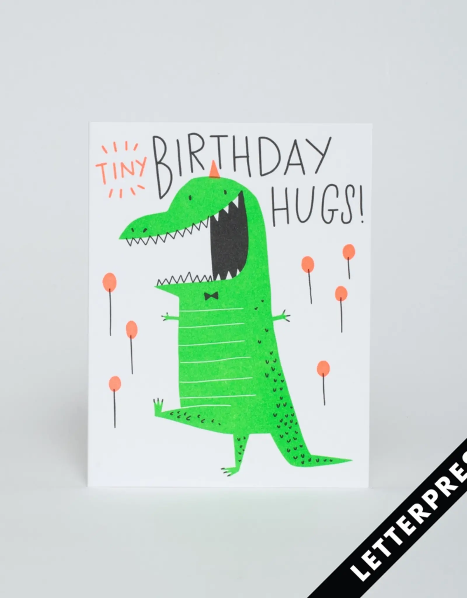 Egg Press Manufacturing Card - Birthday: Tiny Hugs Dino