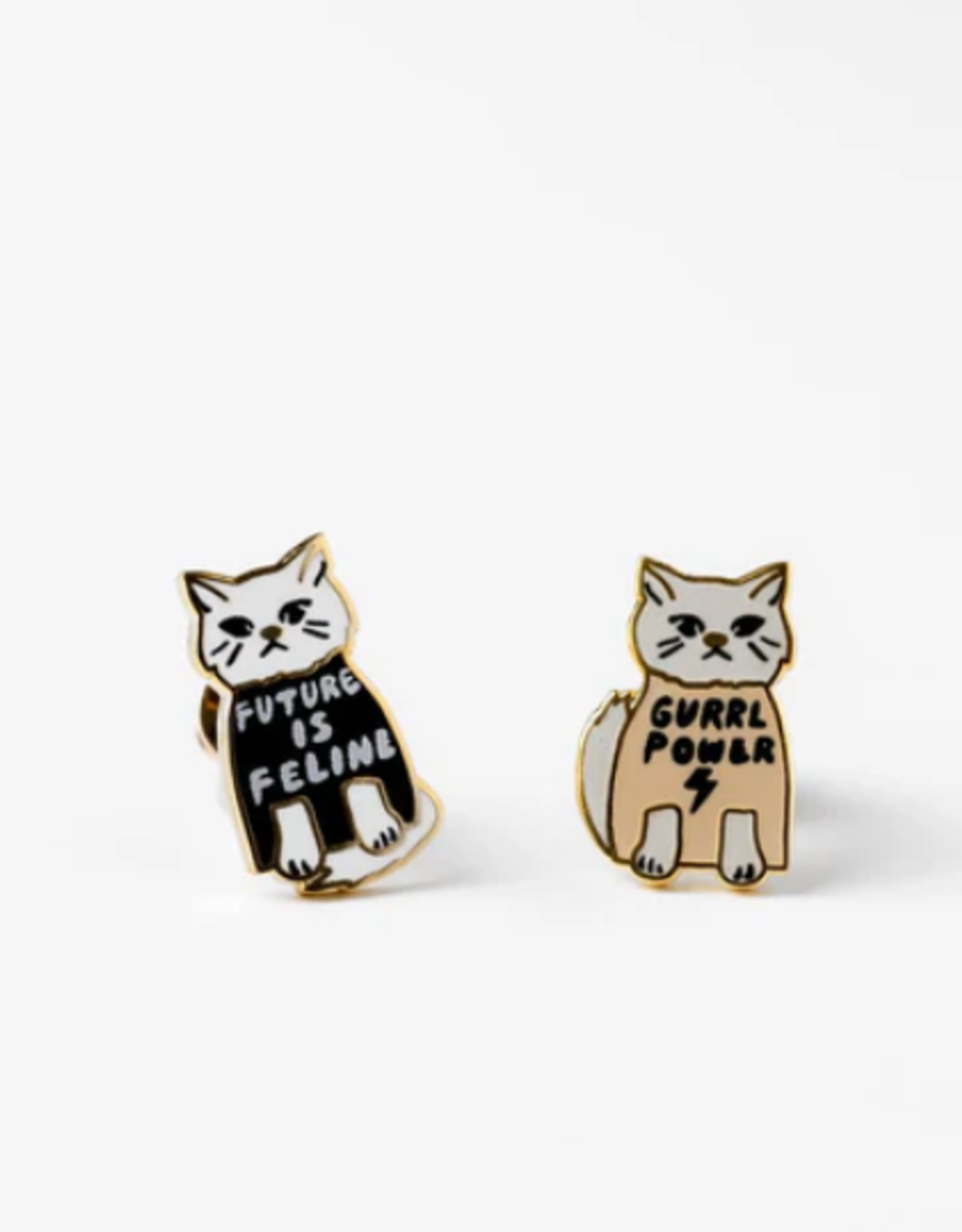 Yellow Owl Workshop Earrings - Stud: YOW Grrl Power Feline