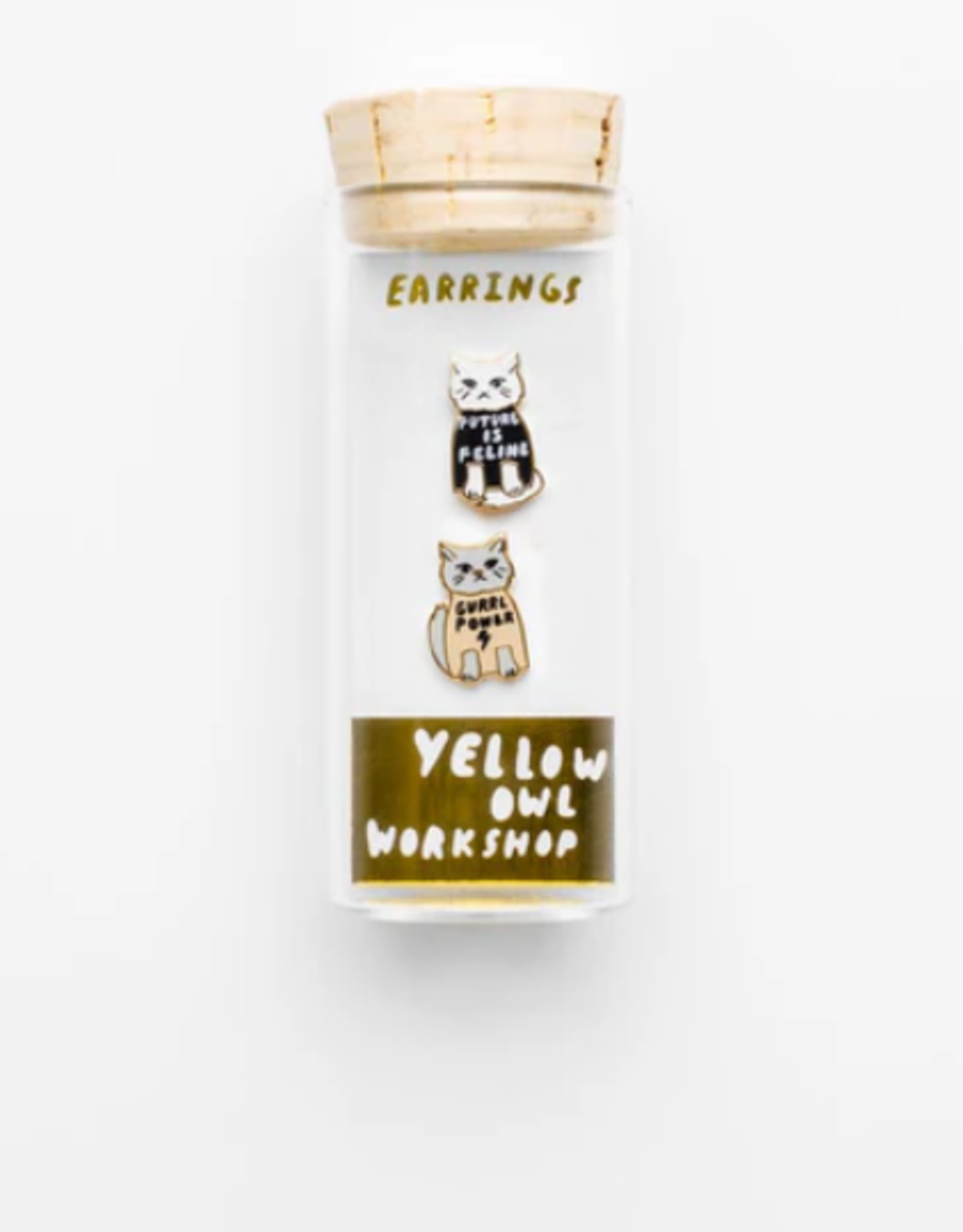 Yellow Owl Workshop Earrings - Stud: YOW Grrl Power Feline