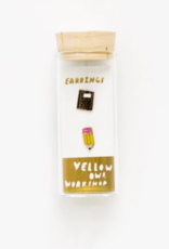 Yellow Owl Workshop Earrings - Stud: YOW Pencil and Composition Book