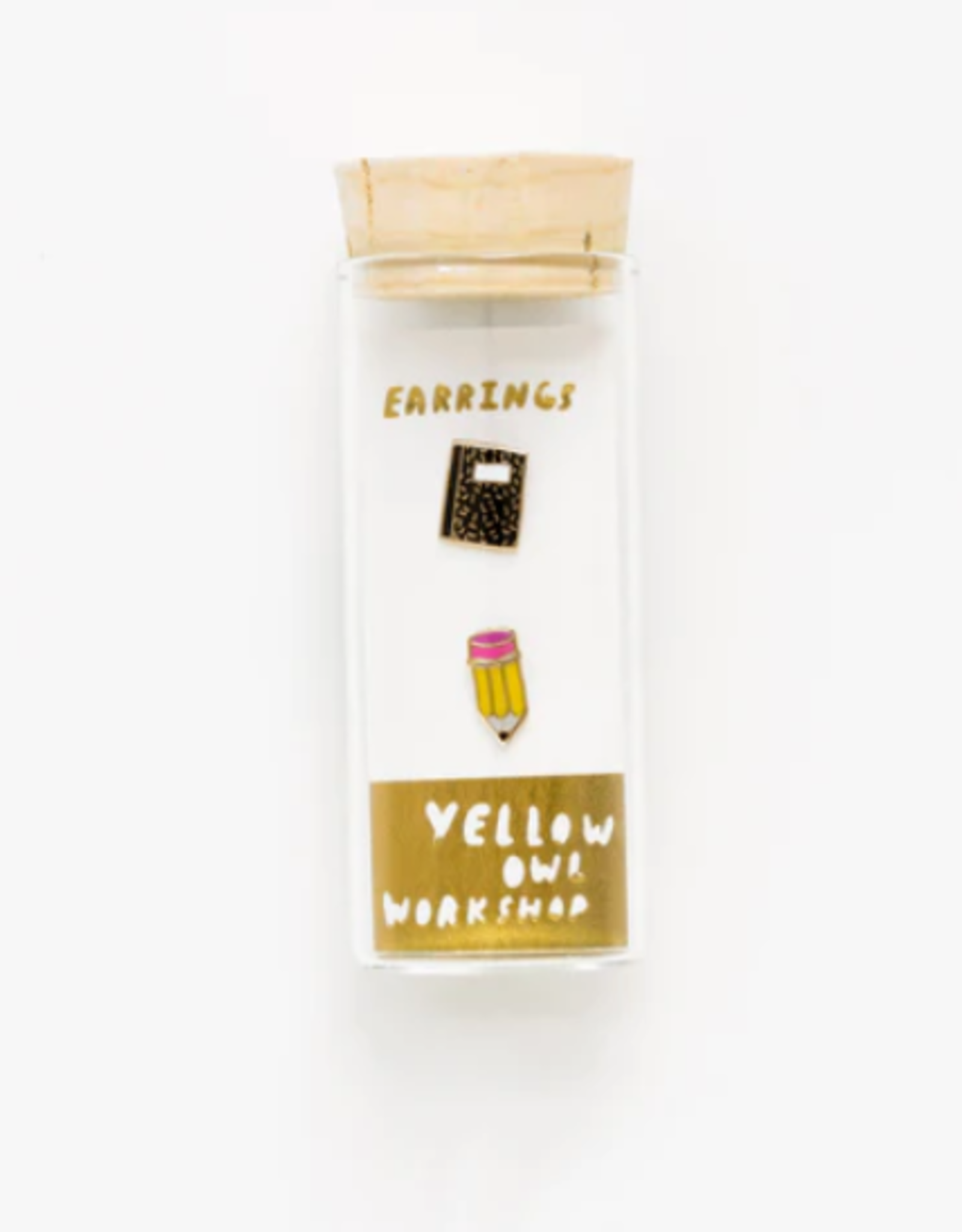 Yellow Owl Workshop Earrings - Stud: YOW Pencil and Composition Book