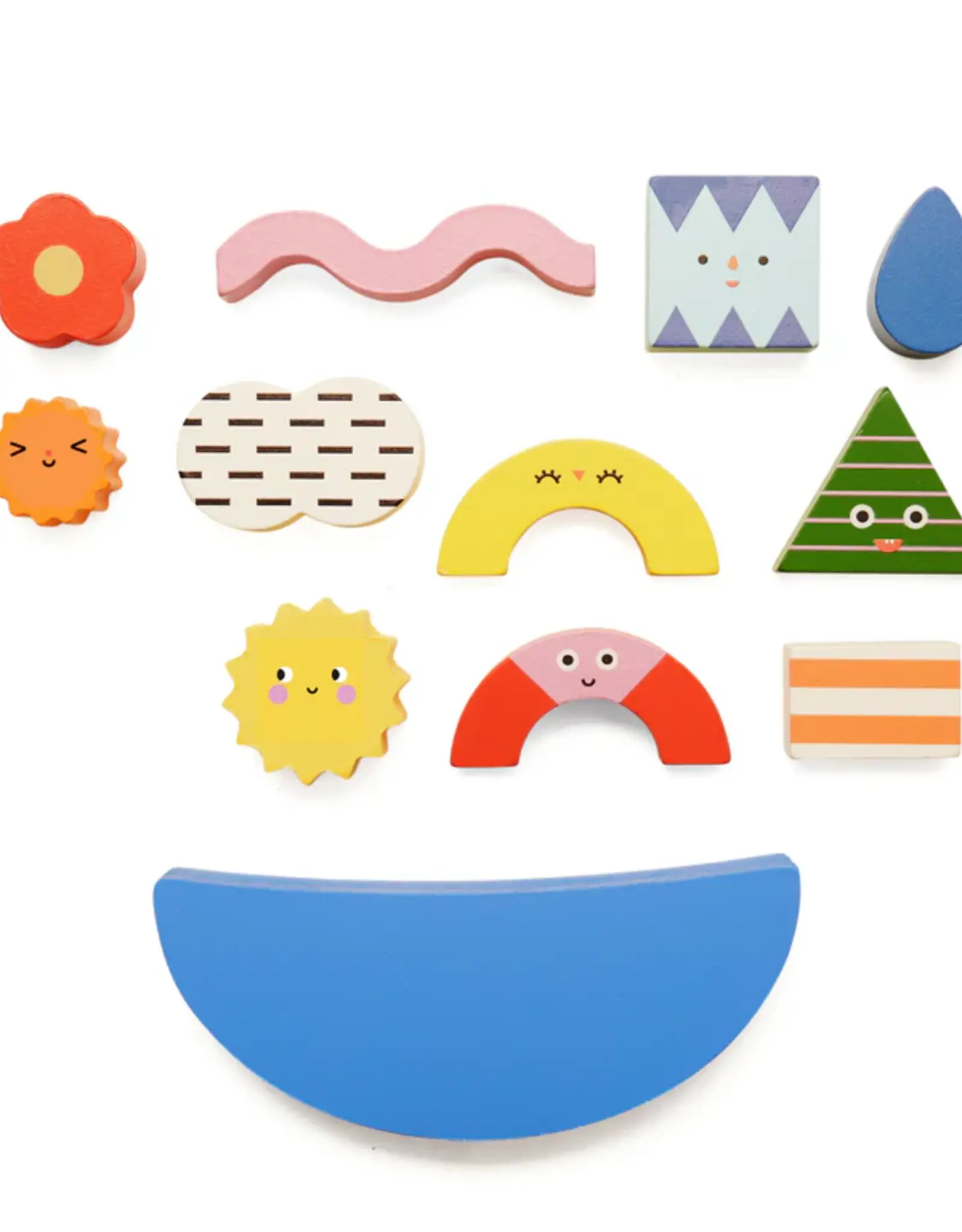 Kikkerland Teeter Totter Shapes Wooden Balance Game