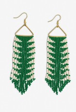 Ink + Alloy Earrings - Dangle: Emilie Triangle with Long Green Fringe Ink + Alloy Earrings - Dangle: Emilie Triangle with Long Green Fringe