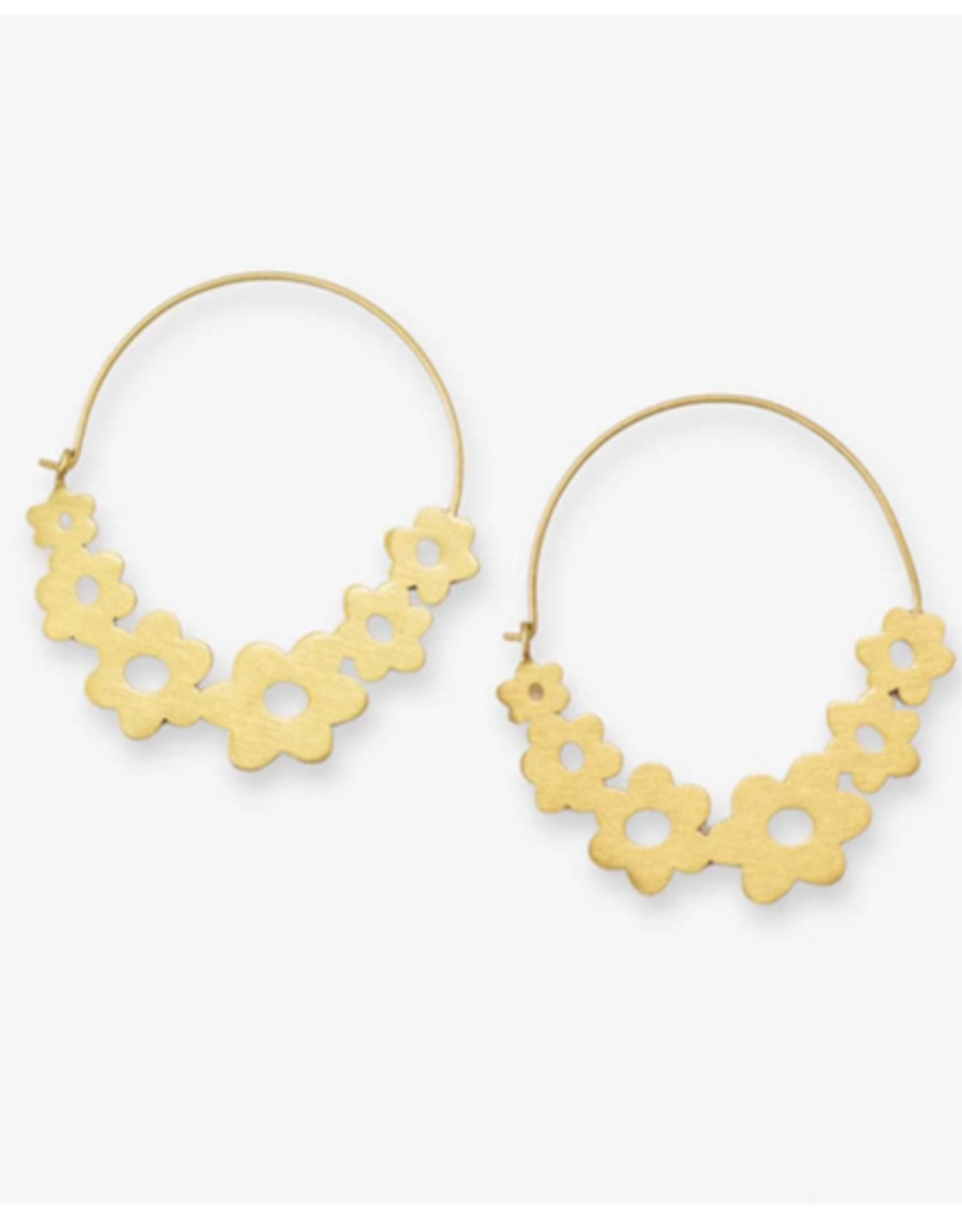 Ink + Alloy Earrings - Hoop: Maeve Brass Floral Wrapped