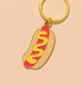 And Here We Are Keychain - Enamel Hot dog