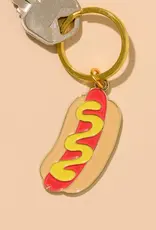 And Here We Are Keychain - Enamel Hot dog