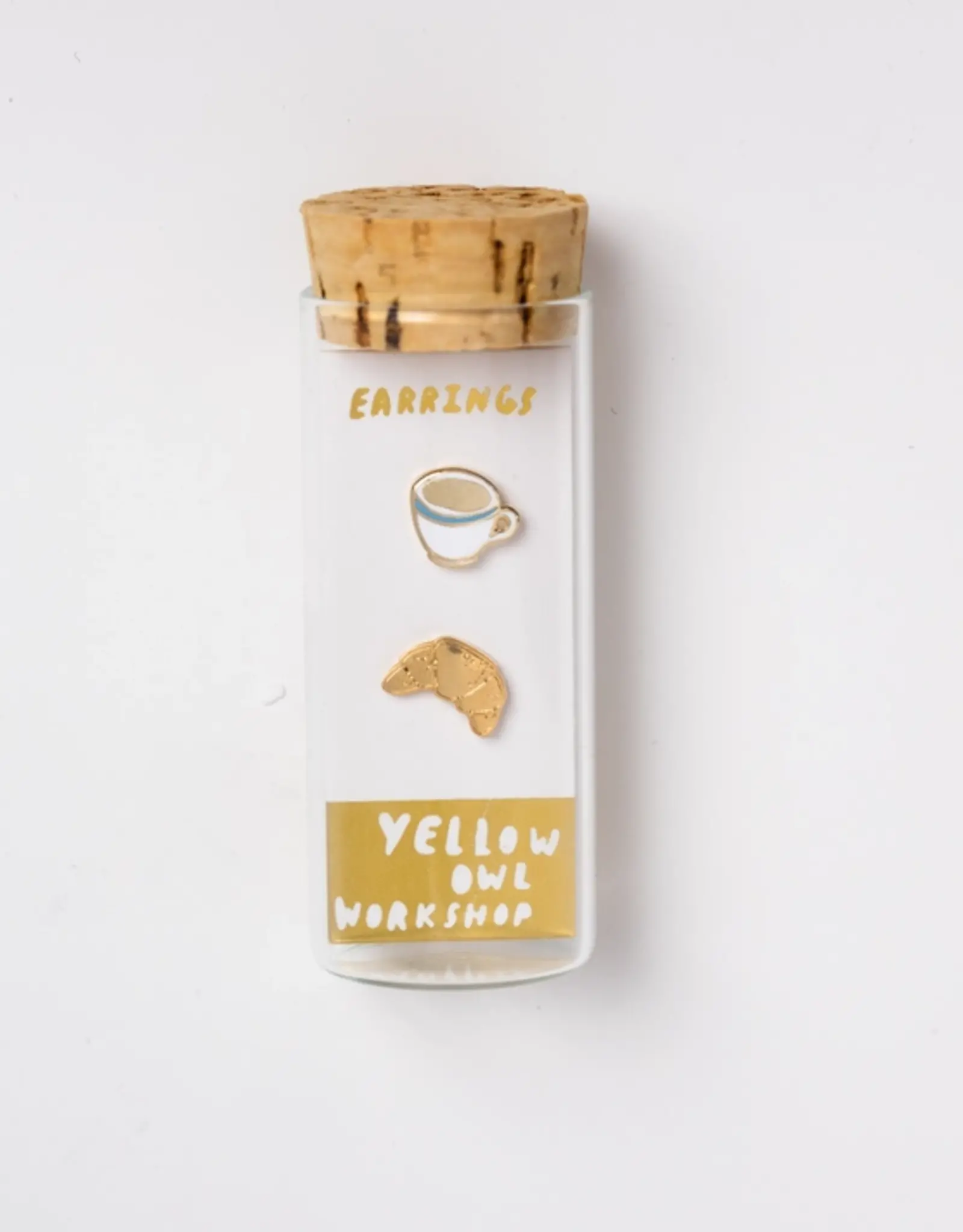 Yellow Owl Workshop Earrings - Stud: YOW Croissant & Coffee