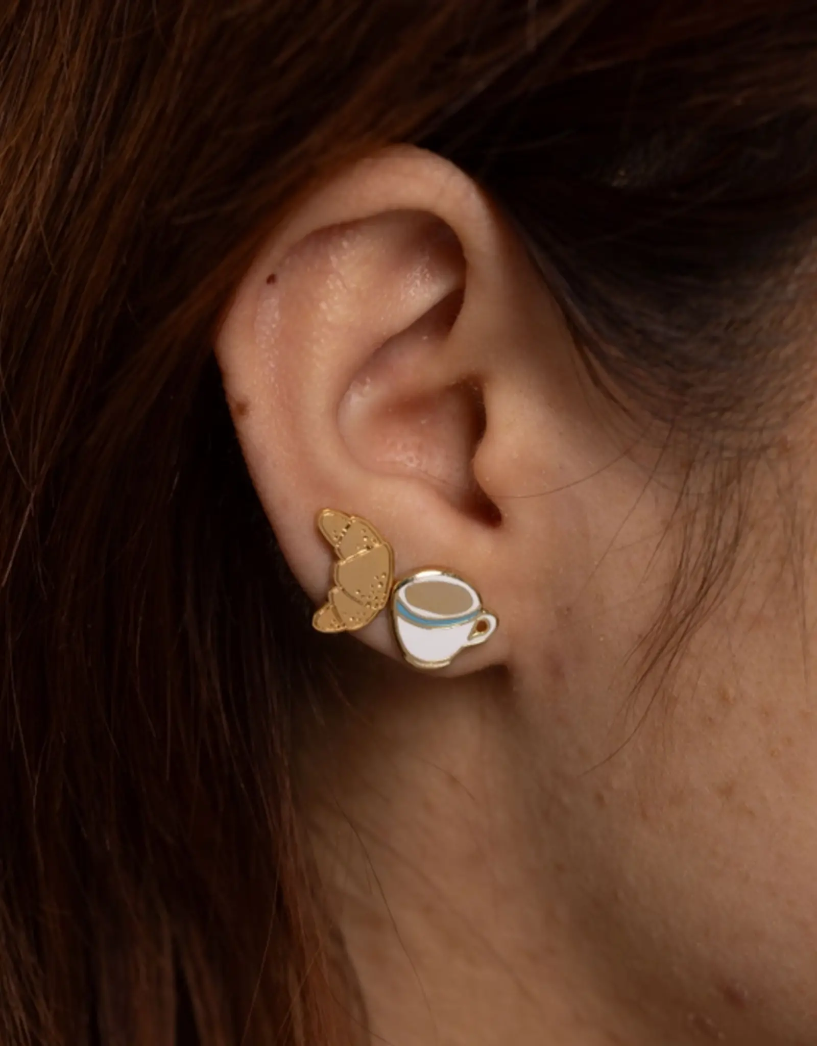 Yellow Owl Workshop Earrings - Stud: YOW Croissant & Coffee