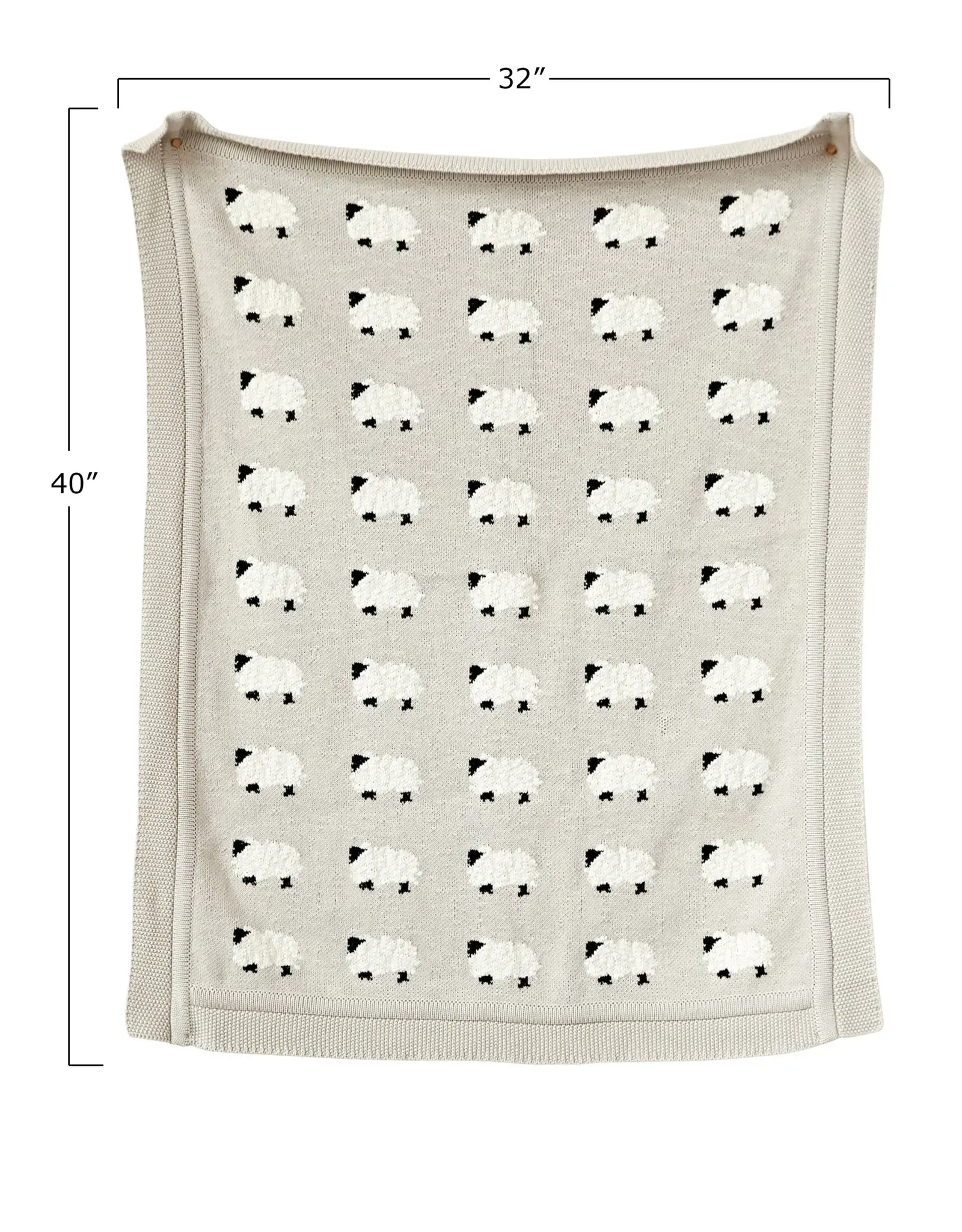 Creative Co-Op Baby Blanket - Knit with Sheep