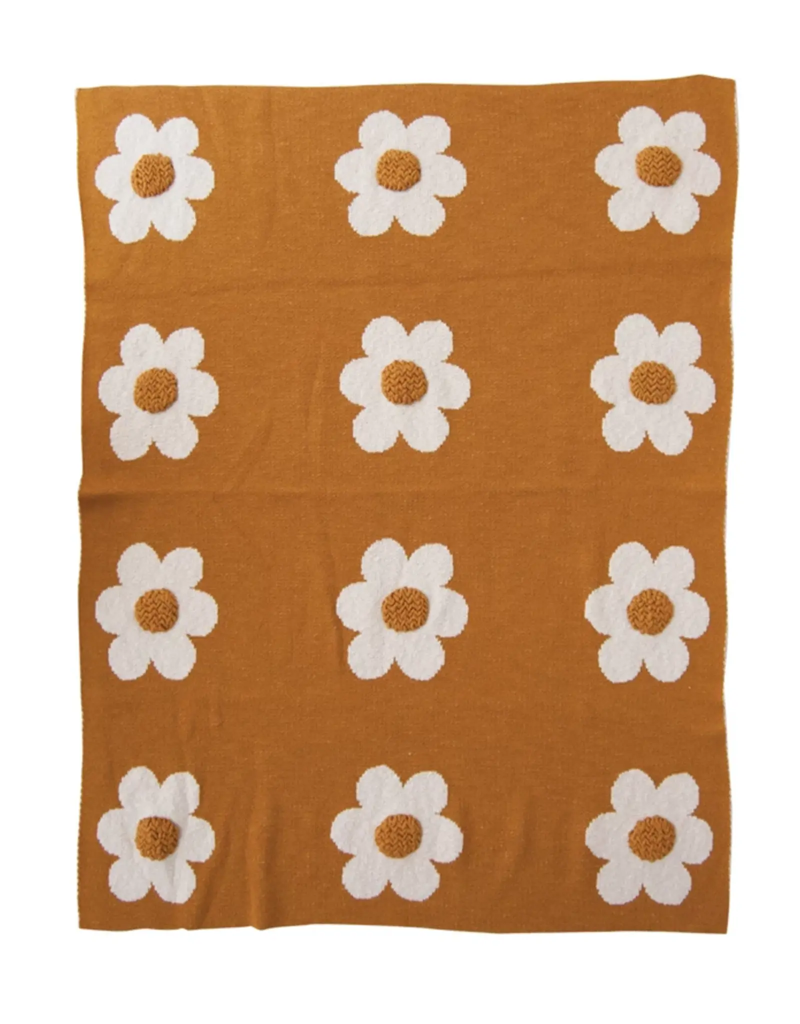 Creative Co-Op Baby Blanket - Knit Flowers