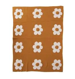 Creative Co-Op Baby Blanket - Knit Flowers