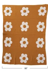Creative Co-Op Baby Blanket - Knit Flowers