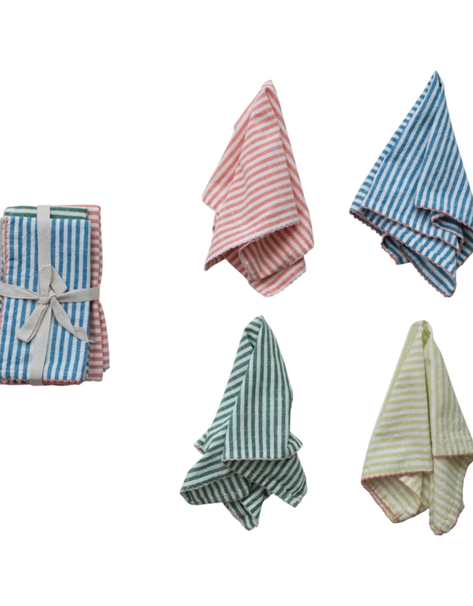 Creative Co-Op Napkins - Set of 4: Woven Cotton Striped