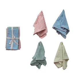 Creative Co-Op Napkins - Set of 4: Woven Cotton Striped