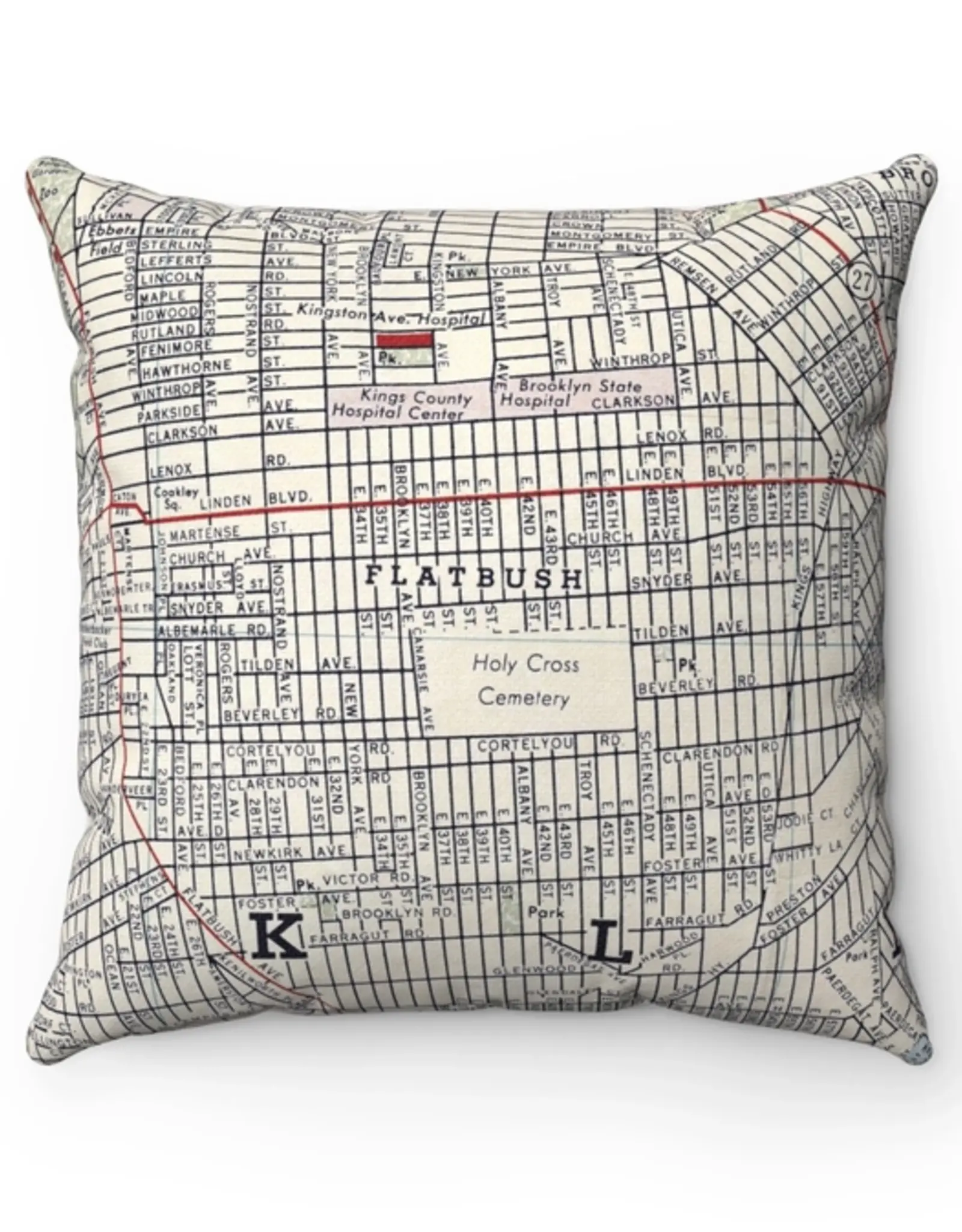 Daisy Mae Designs Pillow - Brooklyn Flatbush Map