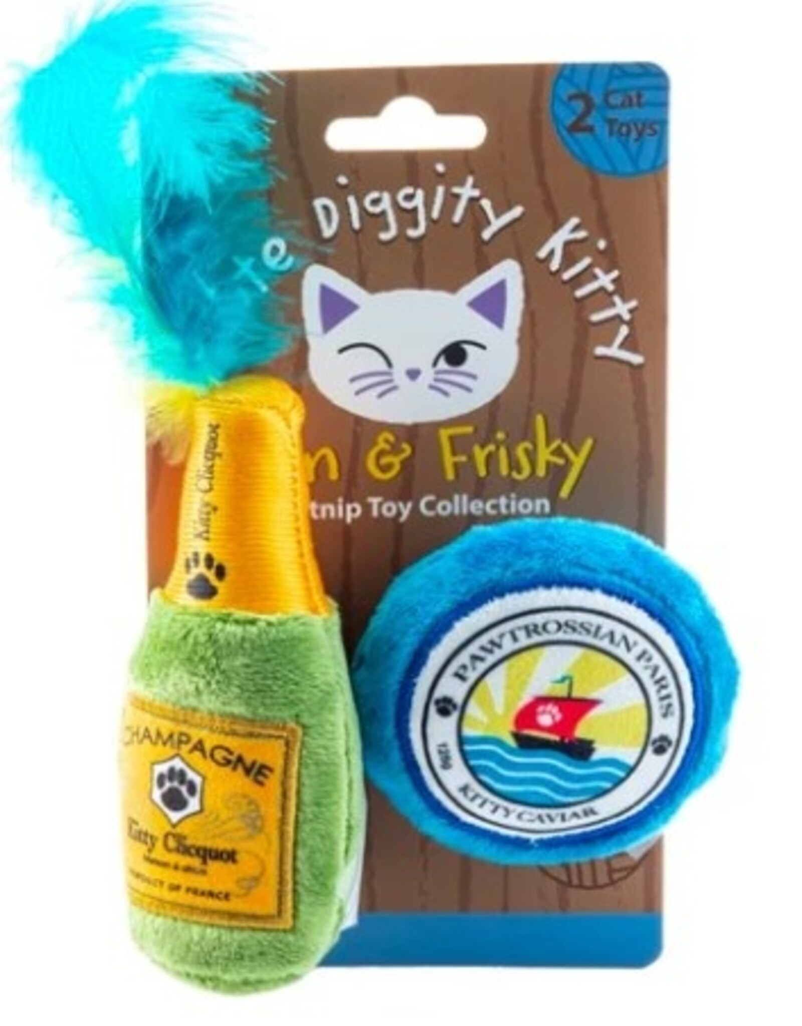 Haute Diggity Dog Cat Toy -  Kitty Clicquot (Bottle & Caviar)
