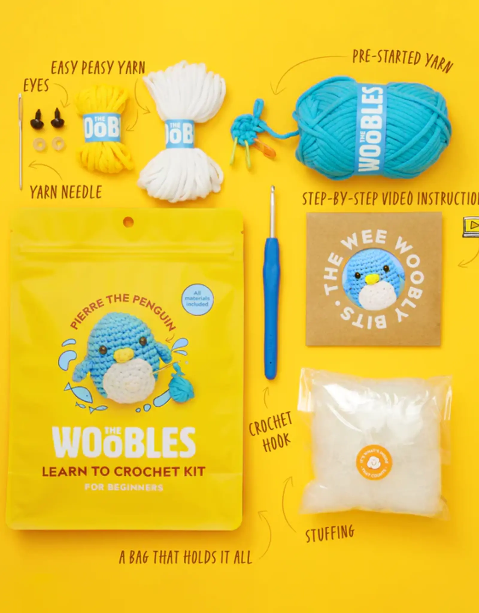 The Woobles Crochet Kit - Pierre The Penguin